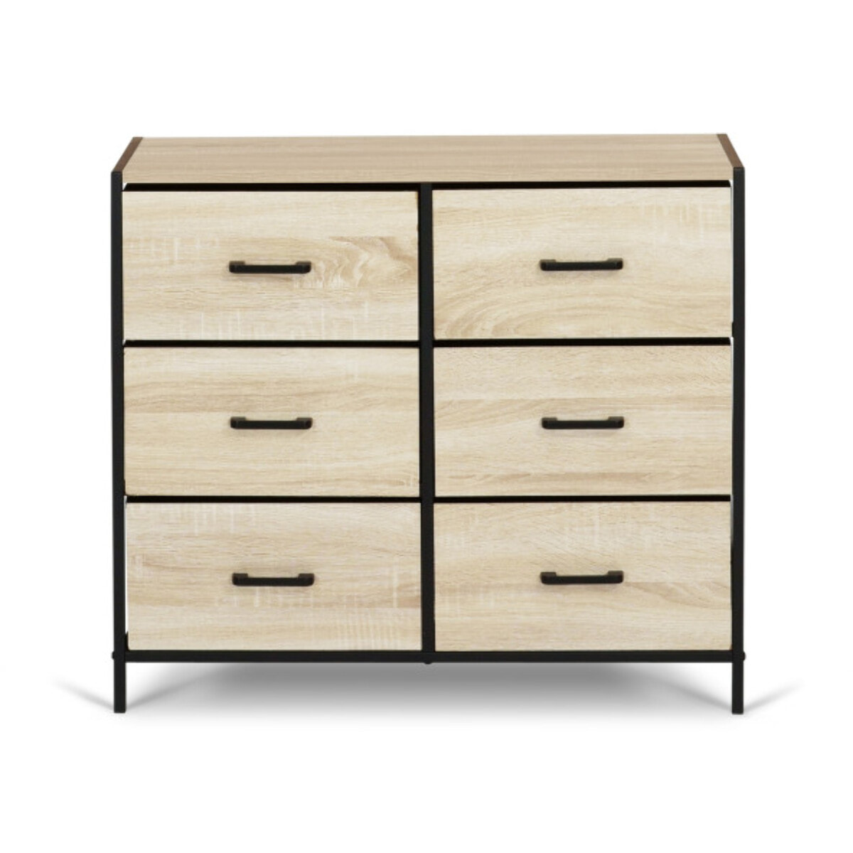 Commode Iris 6 tiroirs en bois et tissu