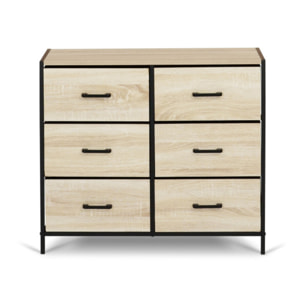 Commode Iris 6 tiroirs en bois et tissu