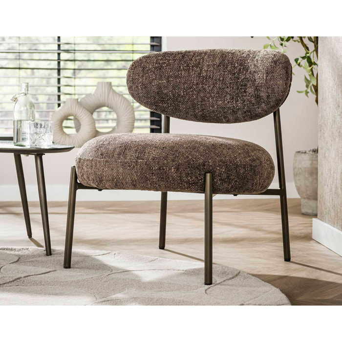 Adelia - fauteuil - pieds en métal - en tissu texturé - Marron