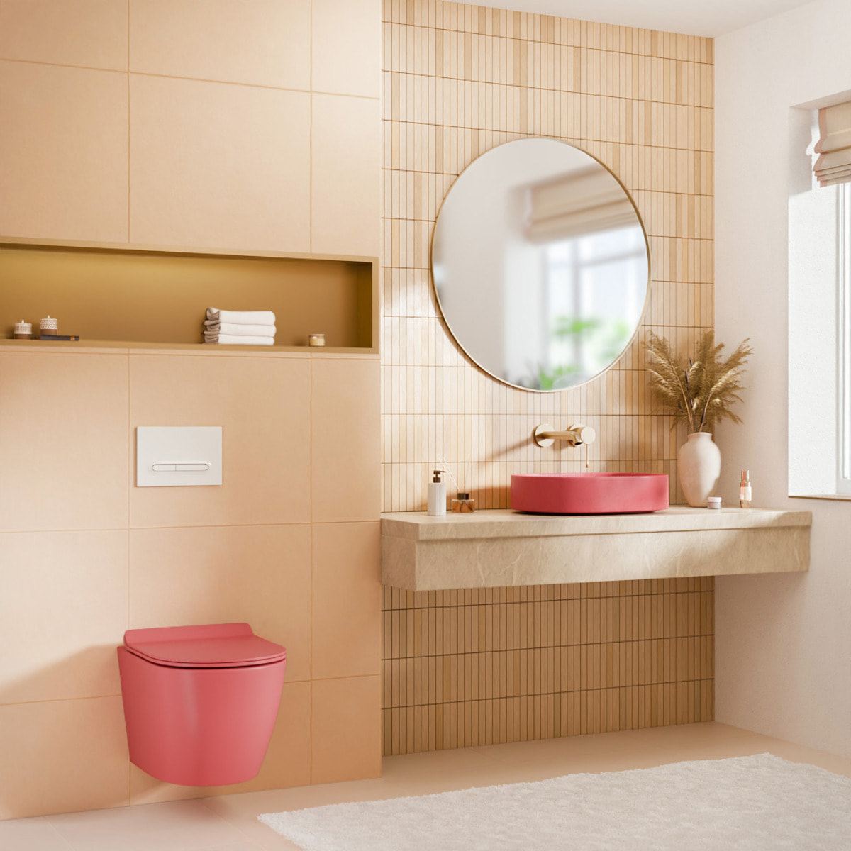 Vasque à poser ovale 50 x 36,5 x 12 cm sans trop-plein rose mat PixL (CEPX5037PM)