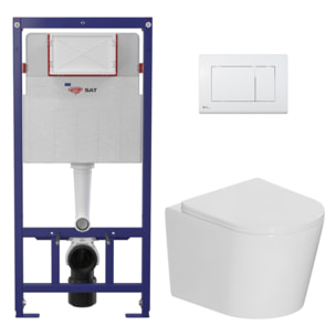 Pack WC bâti-support léger 112 cm ECO 2L Swiss Aqua Technologies + WC suspendu Ceramia + plaque blanc brillant (STECE14WT01-FR)
