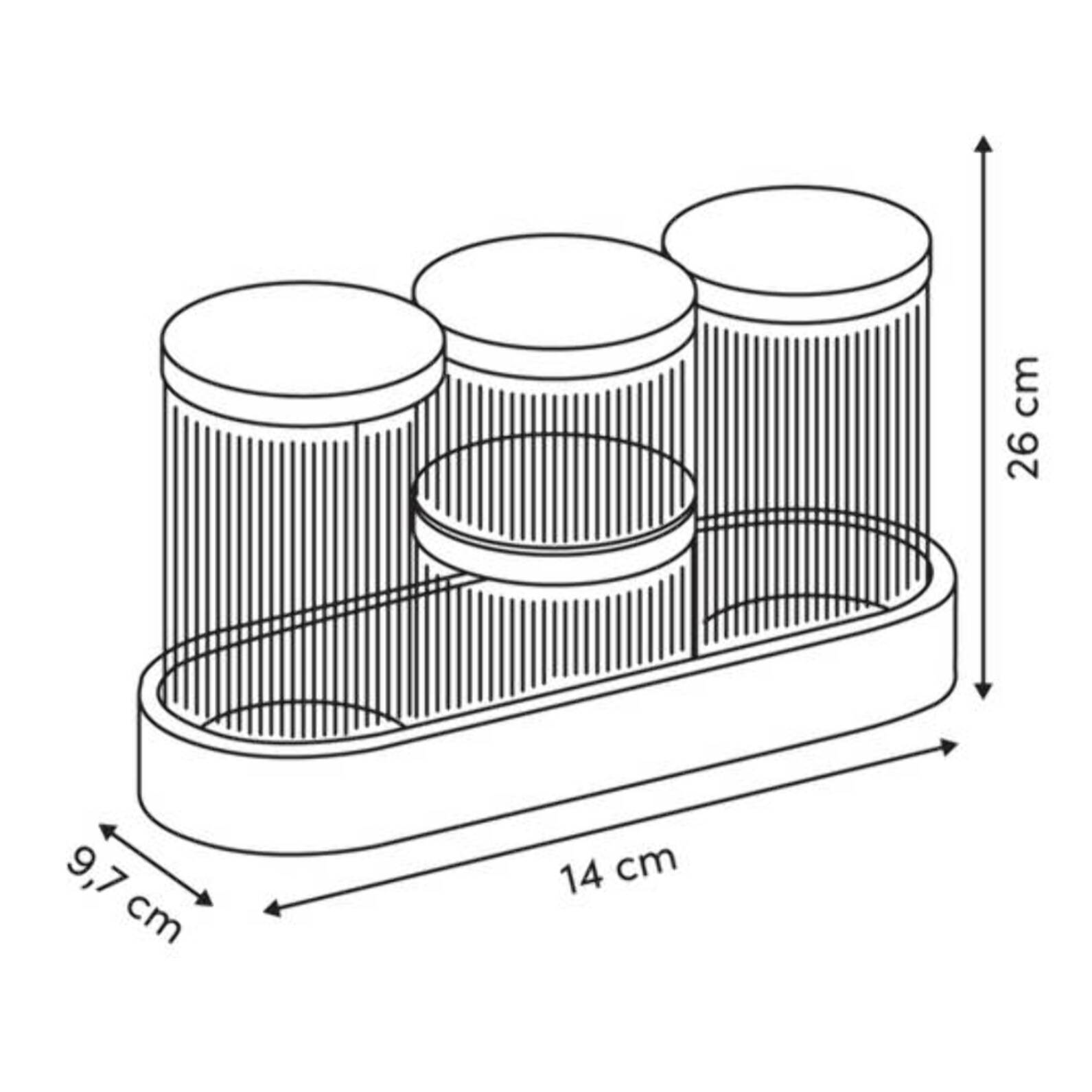 Lot de 4 organiseurs en verre avec support liège