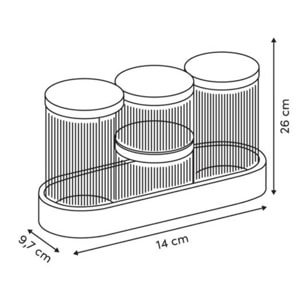 Lot de 4 organiseurs en verre avec support liège