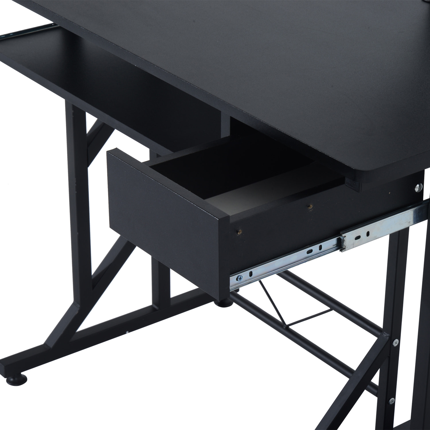 Bureau informatique compact avec étagères de rangement, table d'ordinateur en MDF, design multifonction, 90 x 50 x 100 cm, noir