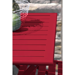 MARIUS - Table de jardin pliante en aluminium rouge carmin