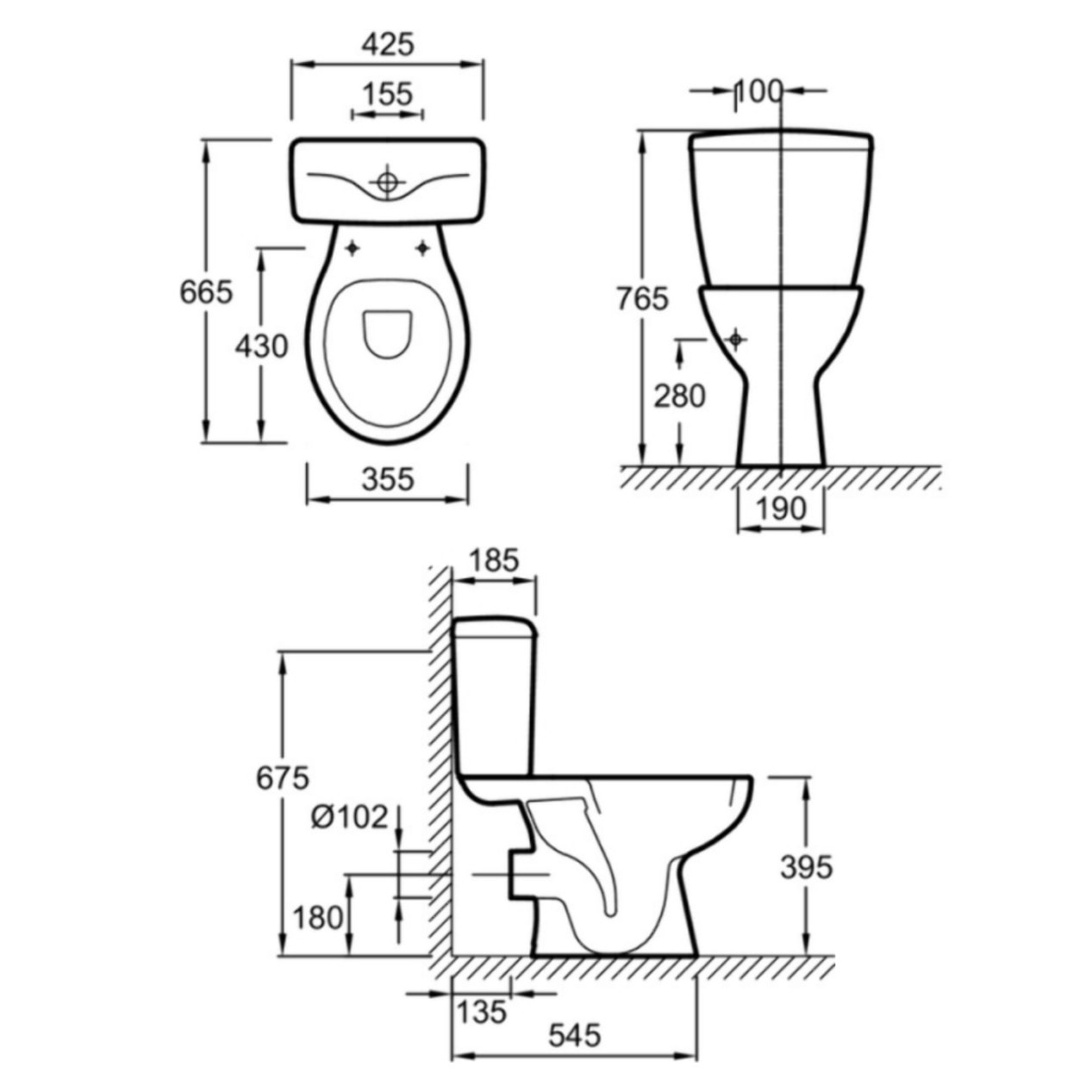 WC à poser sortie horizontale Eolia avec abattant