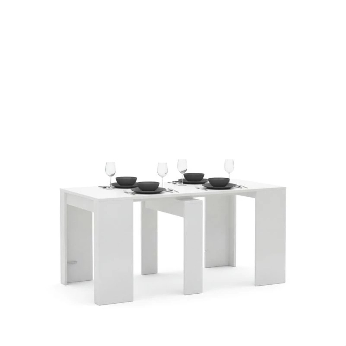 Mesa consola extensible Denis en blanco artik 50-235 cm Blanco Artik (Blanco Mate)