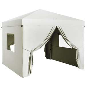 Carpa Plegable Pop-Up 3x3 m Cenador de Jardín con 4 Paredes Laterales 2 Ventanas de Malla Altura Ajustable Bolsa de Transporte Impermeable y Anti-UV para Camping Fiestas Blanco