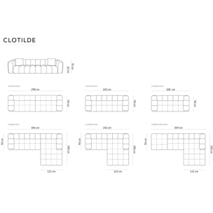 Canapé d'angle droit modulable "Clotilde" 4 places en velours ciment