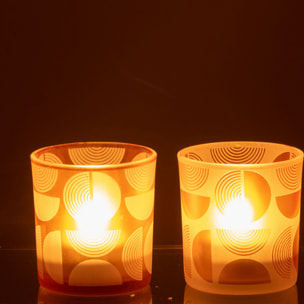 J-Line photophore Demi Cercles - verre - orange - small - 2 pcs