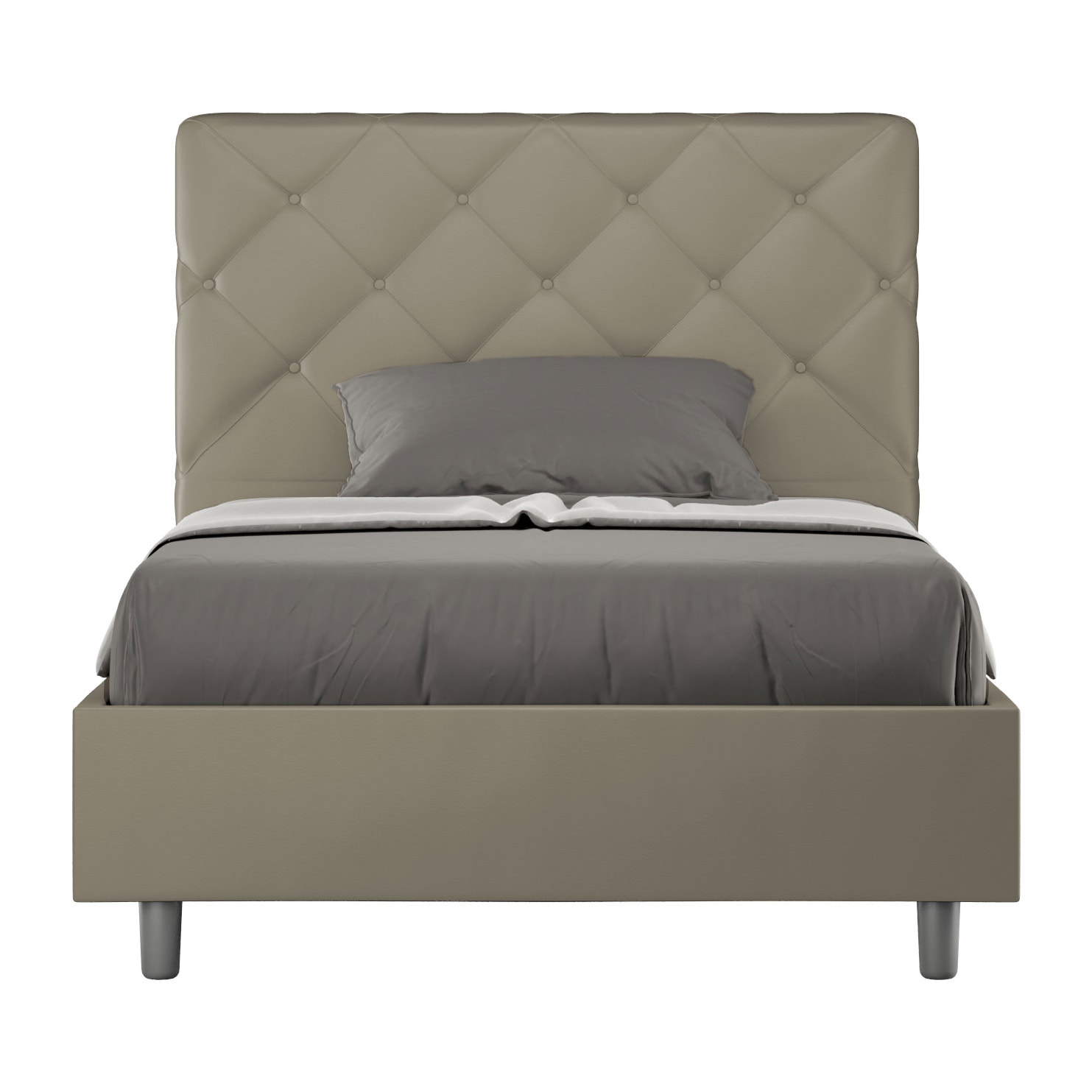 Letto una piazza e mezza senza rete imbottito 120x190 similpelle cappuccino Priya