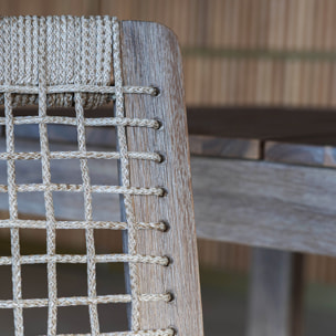Ensemble table et 8 fauteuils de jardin en bois d'acacia et corde EDEN