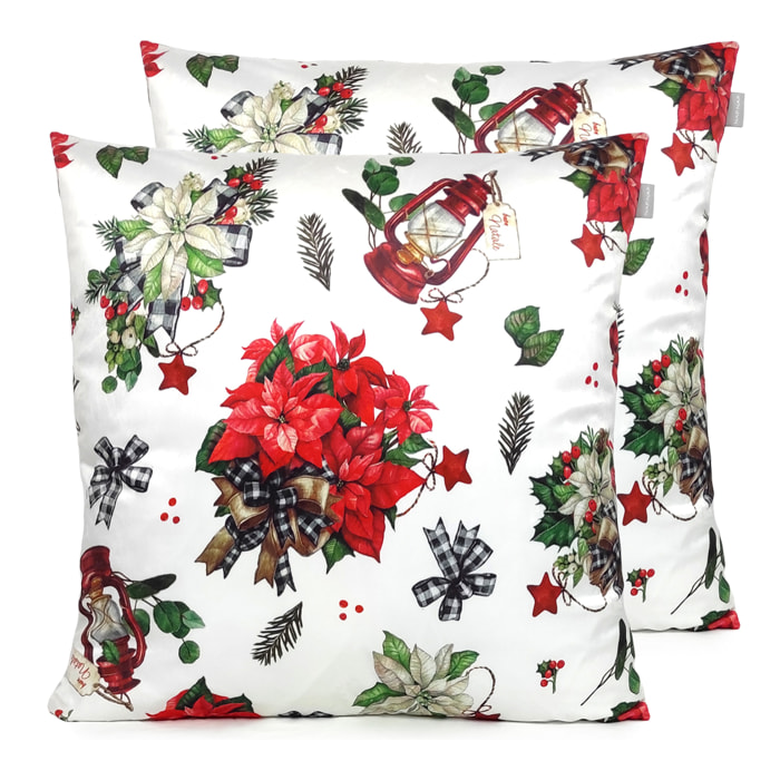 Lot de 2 housses de coussin en velour de Noël RIBBON 60x60 cm