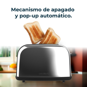 Cecotec Tostador vertical Toastin' time 850 Inox 850W de Potencia Doble ranura l