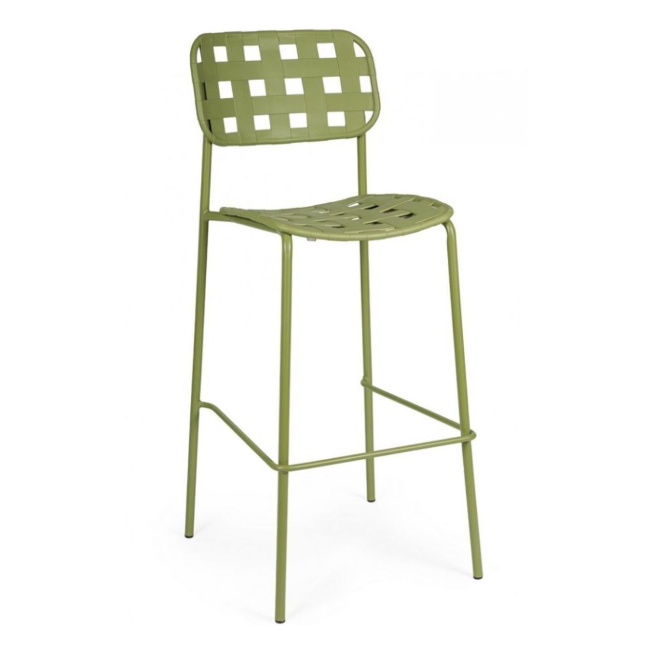 Set di 4 sgabelli CLOVER in polipropilene verde e struttura acciaio, impilabili