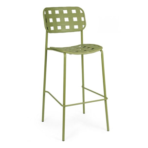 Set di 4 sgabelli CLOVER in polipropilene verde e struttura acciaio, impilabili