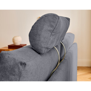 Barrie - canapé d'angle réversible 4 places avec têtière amovible en tissu - Gris