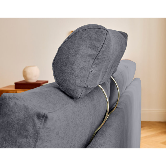 Barrie - canapé d'angle réversible 4 places avec têtière amovible en tissu - Gris