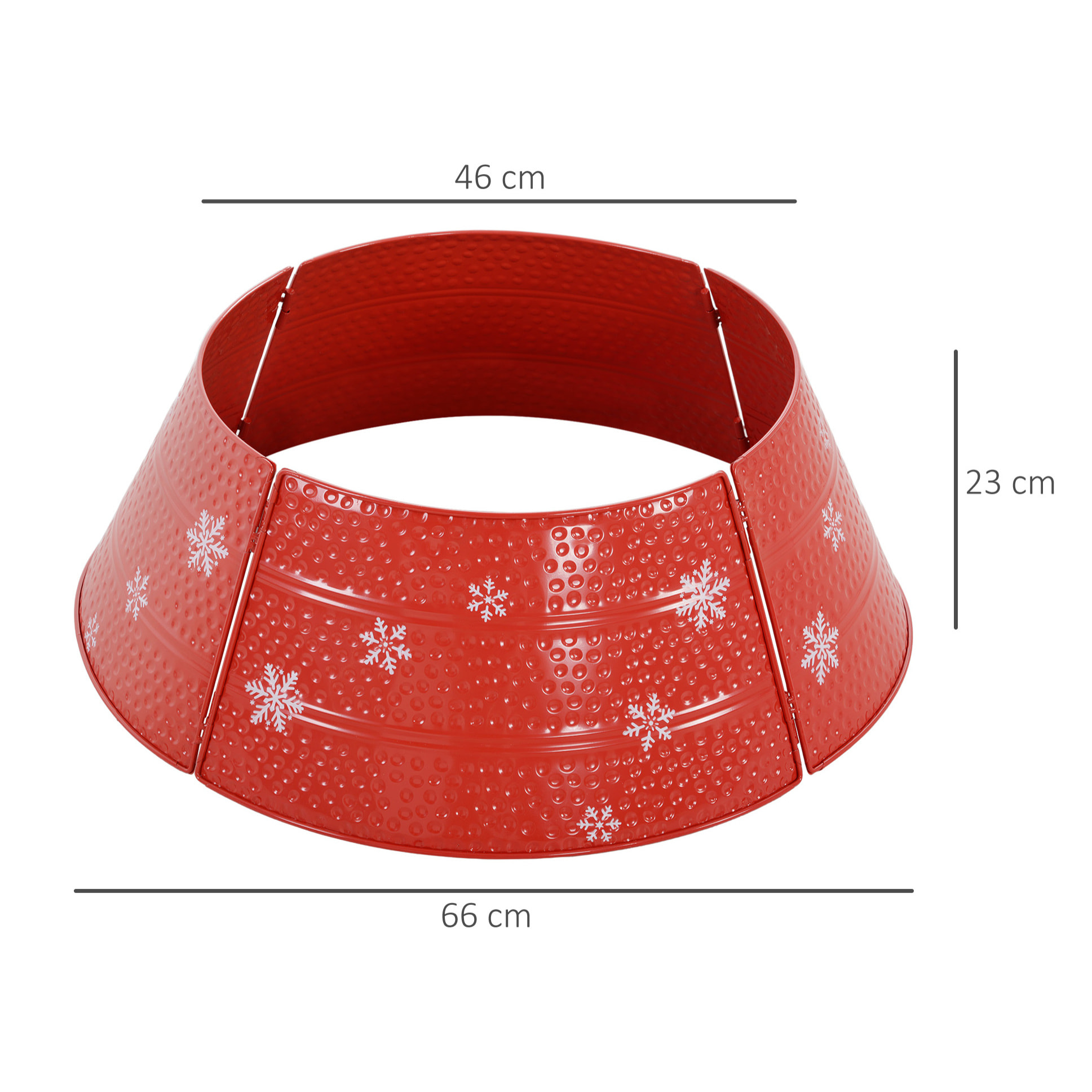 HOMCOM Collar para Árbol de Navidad, Falda para Árbol de Navidad de Metal, Impermeable, Decoración para Fiestas, Hogar, 66x66x23 cm, Rojo