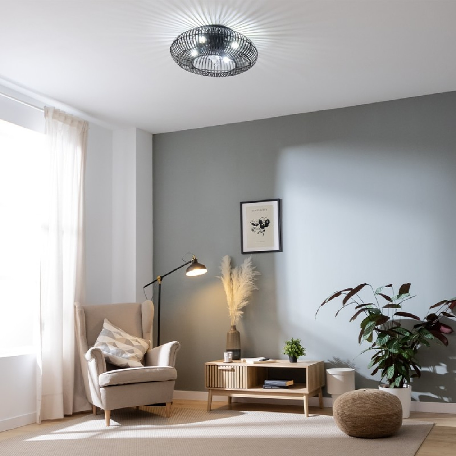 Cecotec Ventilador de techo con luz EnergySilence LampAero 600 Natural DarkWood