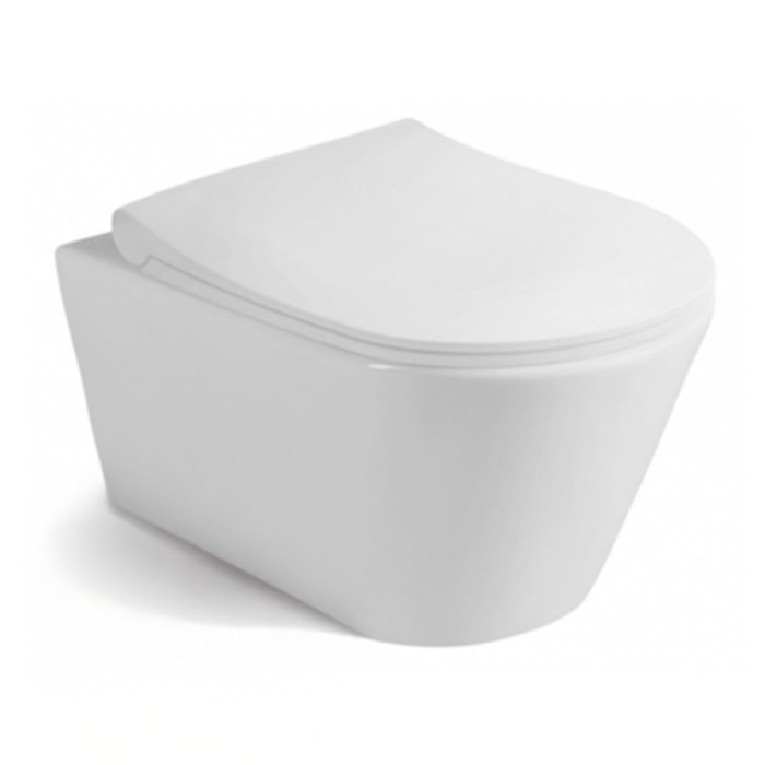 Pack WC Bati-support Geberit UP720 + Cuvette Lucco Avva sans bride + Abattant soft close + Plaque Blanche