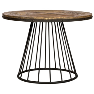 Table ronde 5 personnes en bois de cèdre et pied en métal D110 cm - Pralus