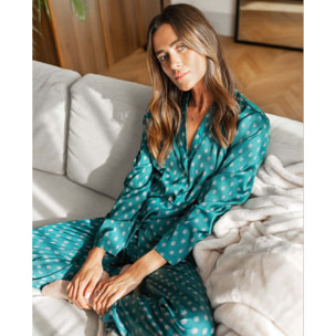 Pijama de Mujer Largo Camisero Verde | Pijamas Bonitos THE-ARE