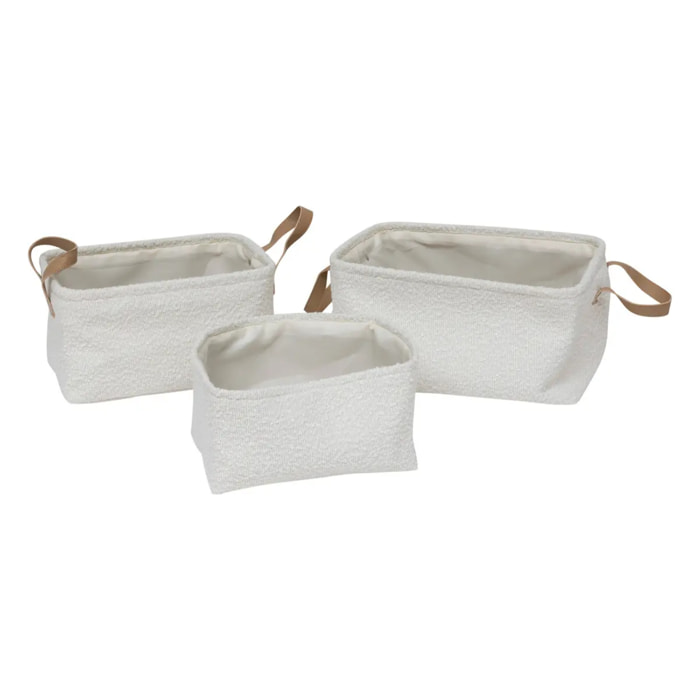 3 paniers "Loe" en tissu bouclette