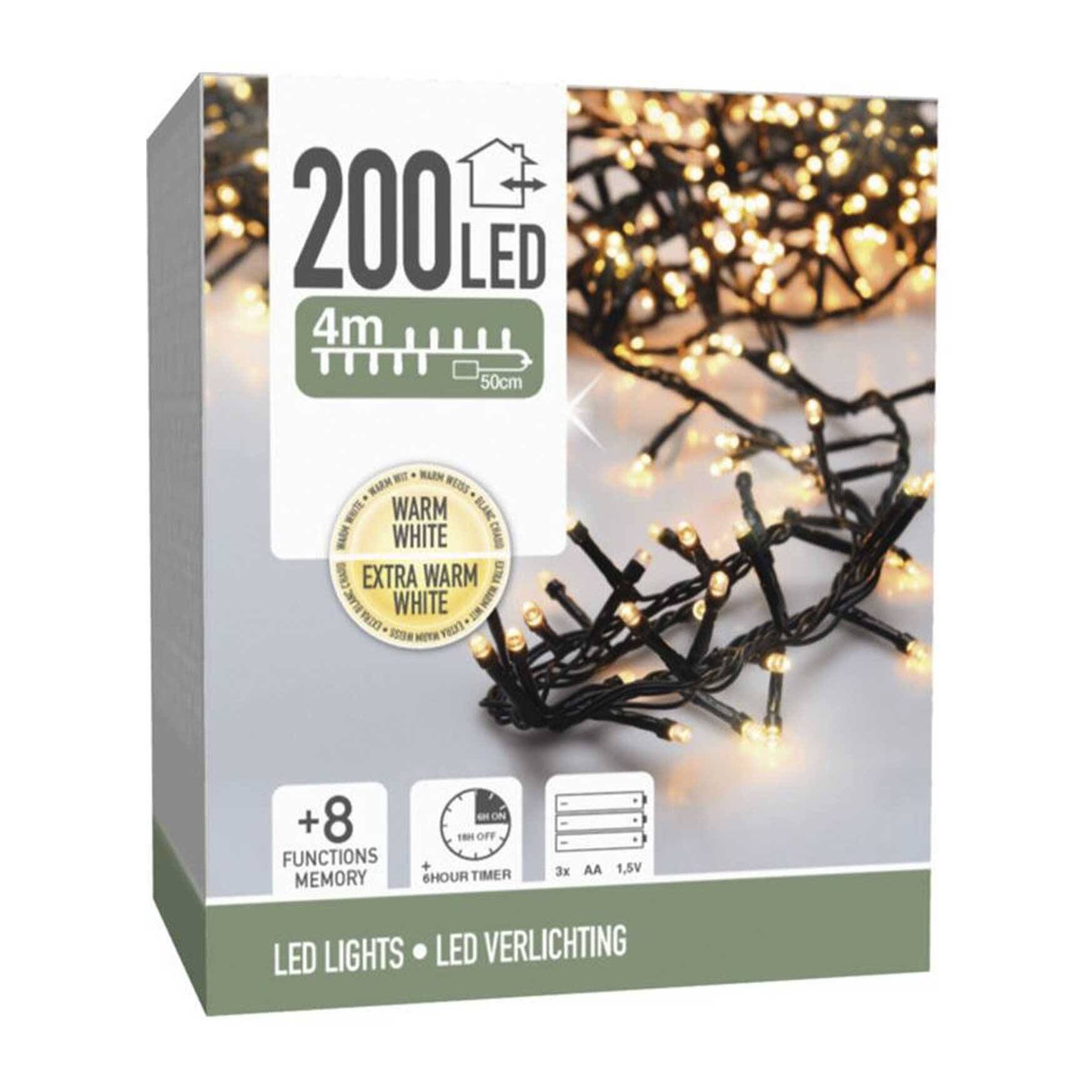 guirnalda con 200 luces led blancas cálidas y blancas extra cálidas con 8 funciones y temporizador