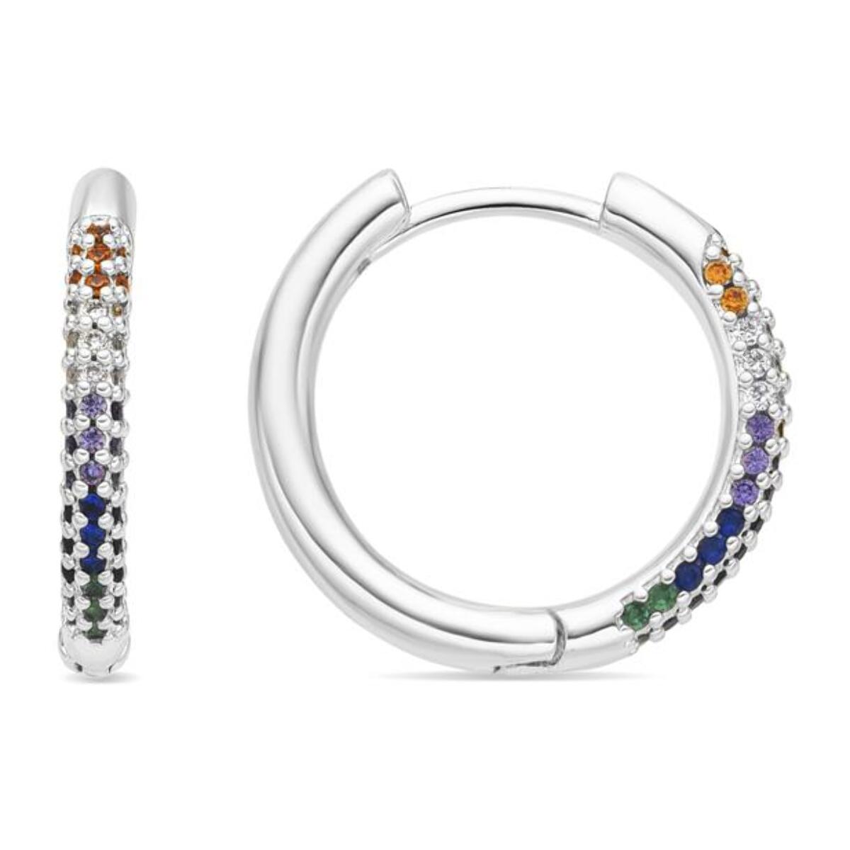 Pendientes acabado plata y Circonita Multicolor