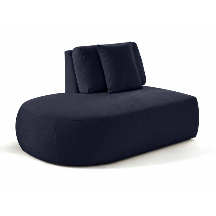 Santorini - module d'assise gauche - en tissu texturé - Bleu marine