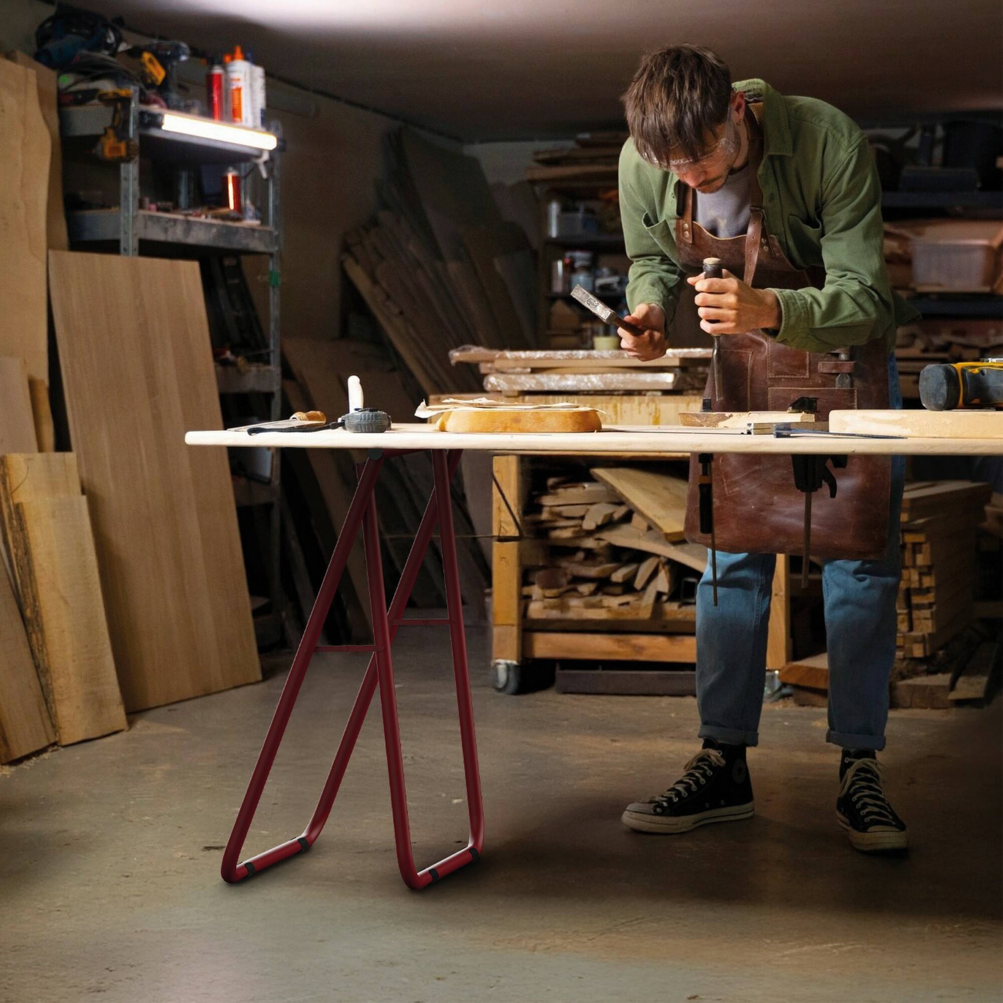 Cavalletto Osimo, Complemento d'arredo, Articolo decorativo, Accessorio d'arredo, 62x35 h75 cm, Panna