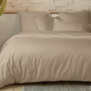Parure de couette + taie 100%percale de coton 80 fils/cm2-unie lin