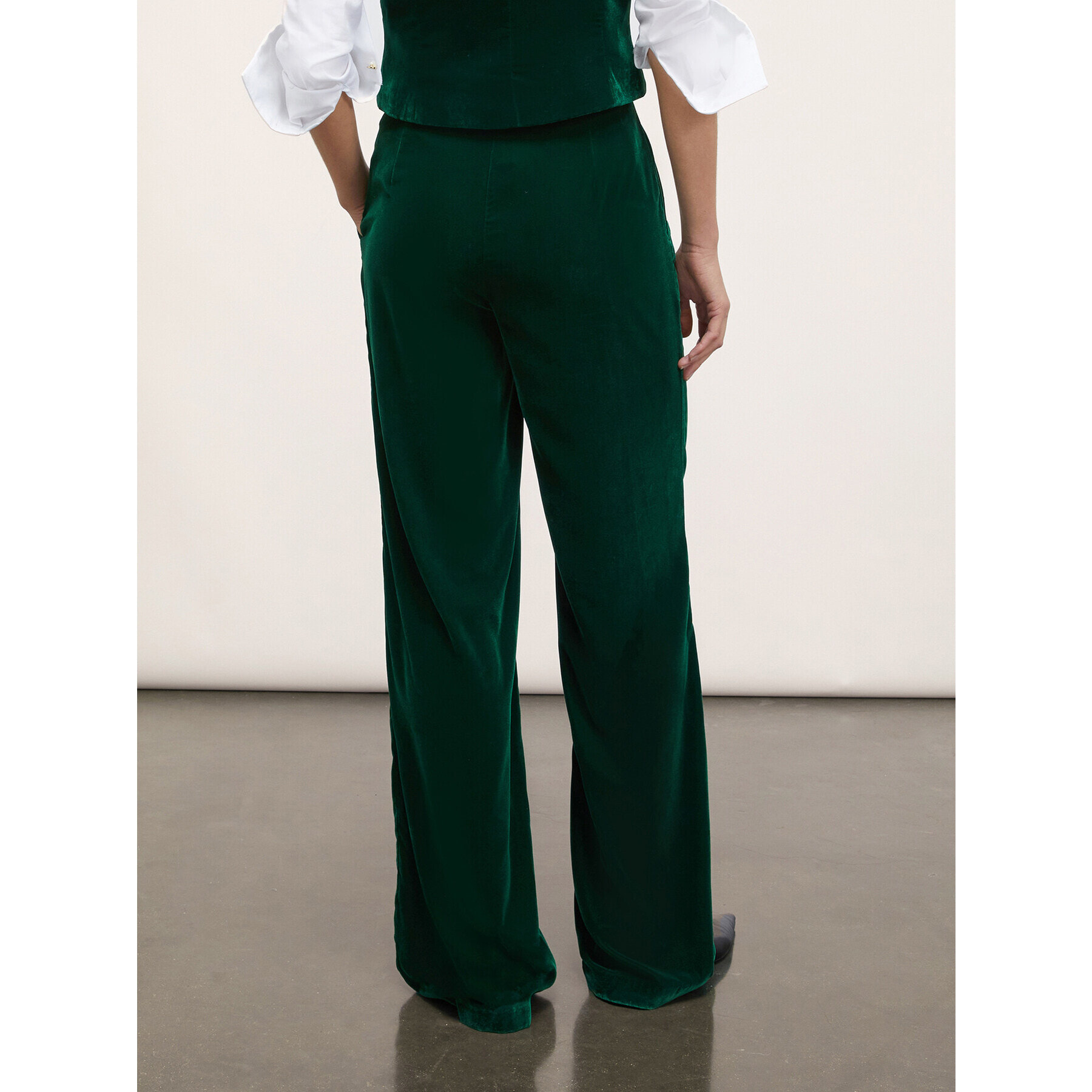 Motivi - Pantaloni palazzo in velluto liscio - Verde