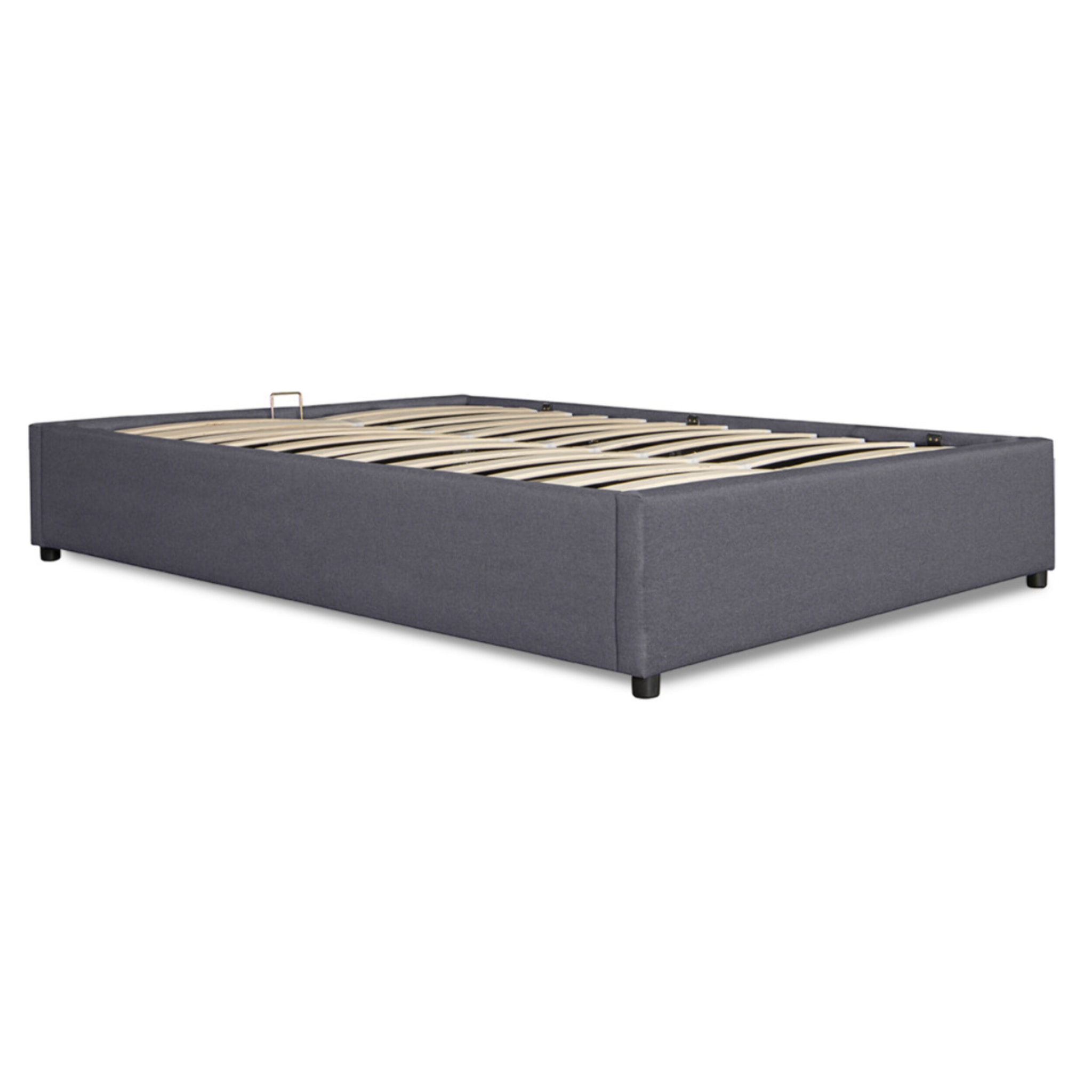 Lit coffre Otto en tissu gris avec sommier 140x190cm