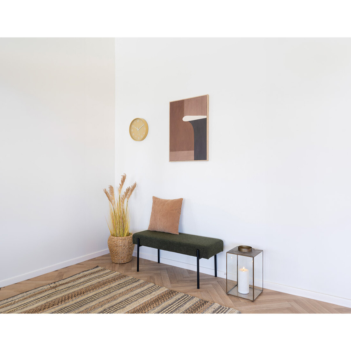 Romeo - banc - tissu bouclette - 100 cm - Vert Kaki