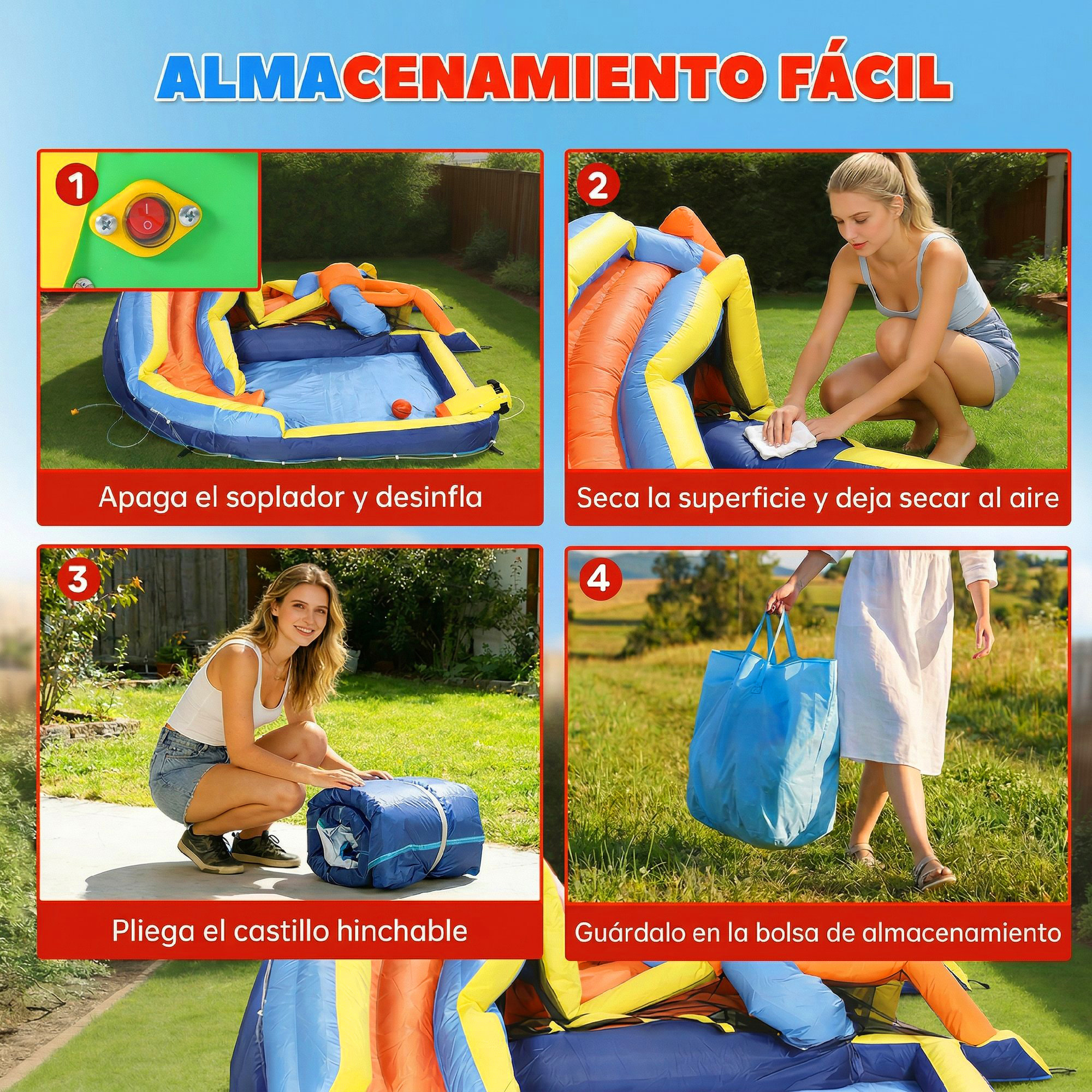 Castillo Hinchable Acuático 8 en 1 con Soplador 550W Castillo Hinchable Niños con Tobogán Zona de Salto Escalada Piscina Portería Canasta Lanzamiento de Aros Exterior Interior 350x325x210 cm