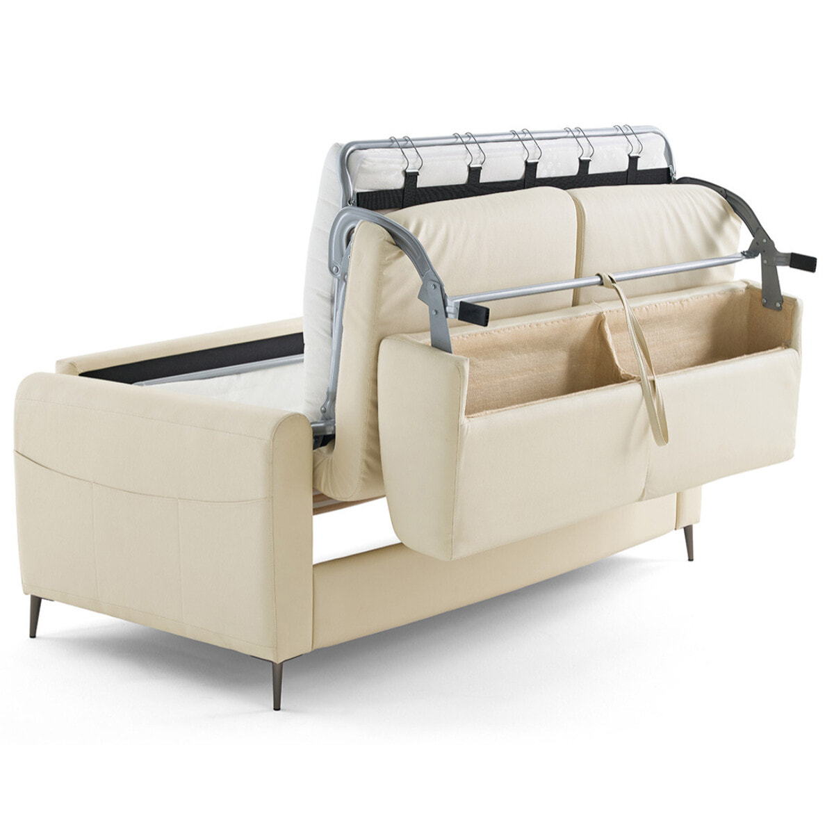 Owen - canapé 3 places convertible couchage quotidien matelas 12 cm en simili - Beige