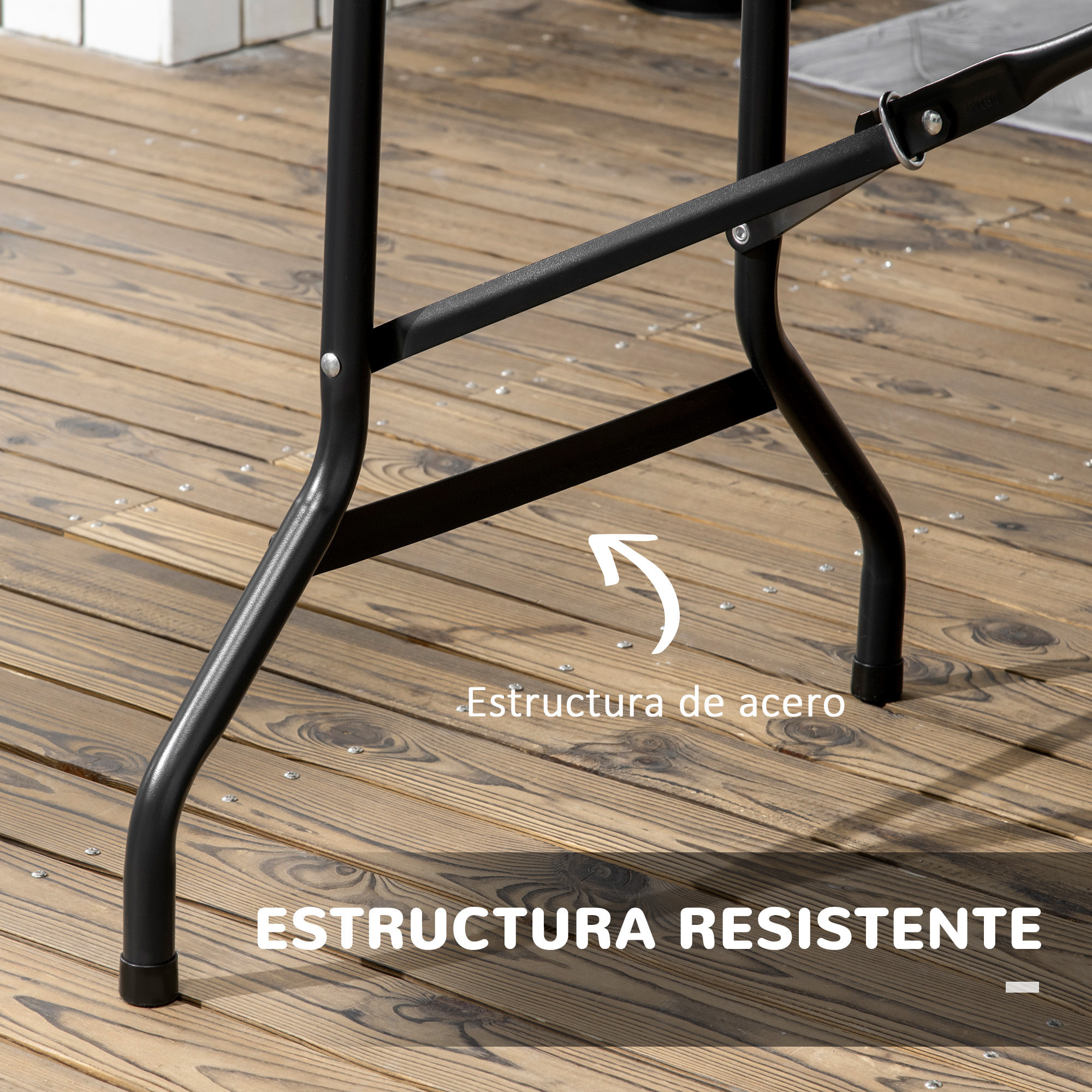 Mesa Plegable de Jardín Rectangular Portátil 180x75,5x73 cm Mesa Jardín Exterior de Acero y HDPE con Asa de Transporte para 6 Personas Carga 100 kg Gris Oscuro