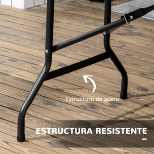 Mesa Plegable de Jardín Rectangular Portátil 180x75,5x73 cm Mesa Jardín Exterior de Acero y HDPE con Asa de Transporte para 6 Personas Carga 100 kg Gris Oscuro