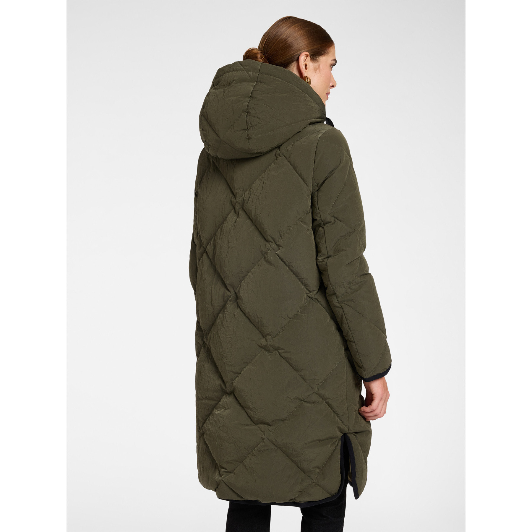 Elena Mirò - Piumino lungo in nylon trapuntato - Verde militare