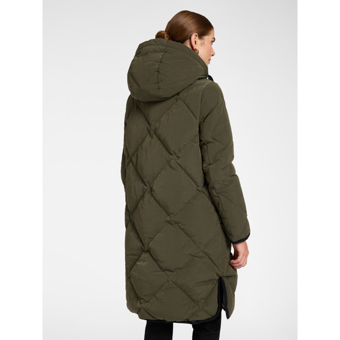 Elena Mirò - Piumino lungo in nylon trapuntato - Verde militare