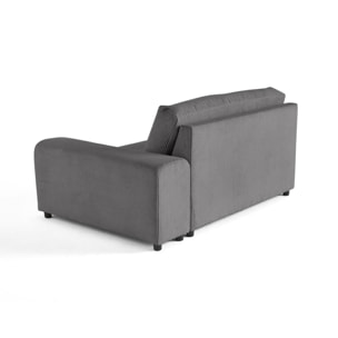 Garance - module d'assise 2 places avec accoudoir droit - en velours côtelé - Gris foncé