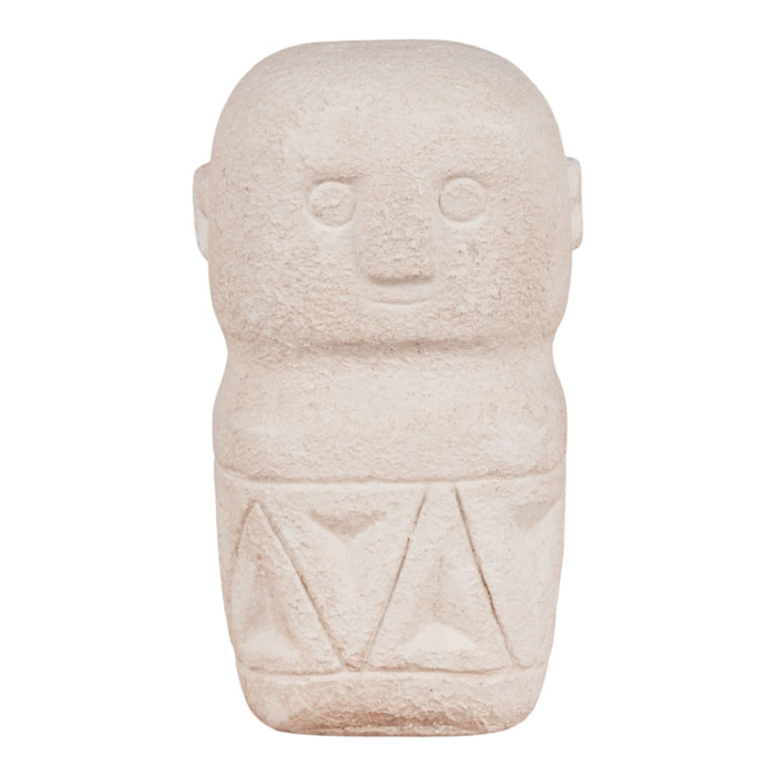 Statuetta decorativa in cemento beige con motivo tribale 5,5x10 cm