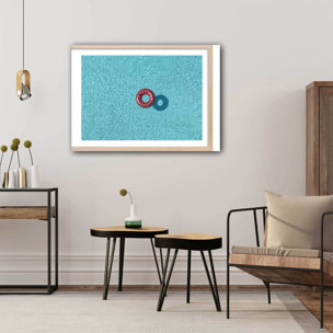 Poster pastèque piscine Affiche + cadre en bois - Chêne