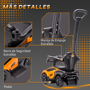 2 en 1 Coche Correpasillos para Niños 12-36 Meses Lamborghini Essenza SCV12 Andador Empujador con Bocina Mango de Empuje y Barandilla Extraíbles 86,5x40x89,5 cm Naranja y Negro