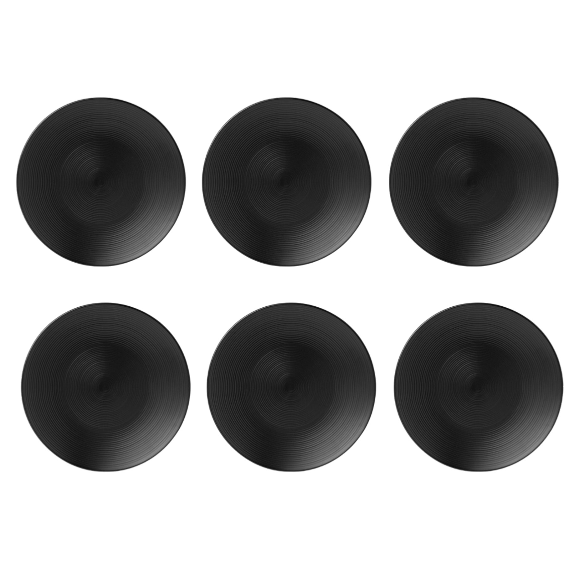 Lot de 6 assiettes plates noir - "aya