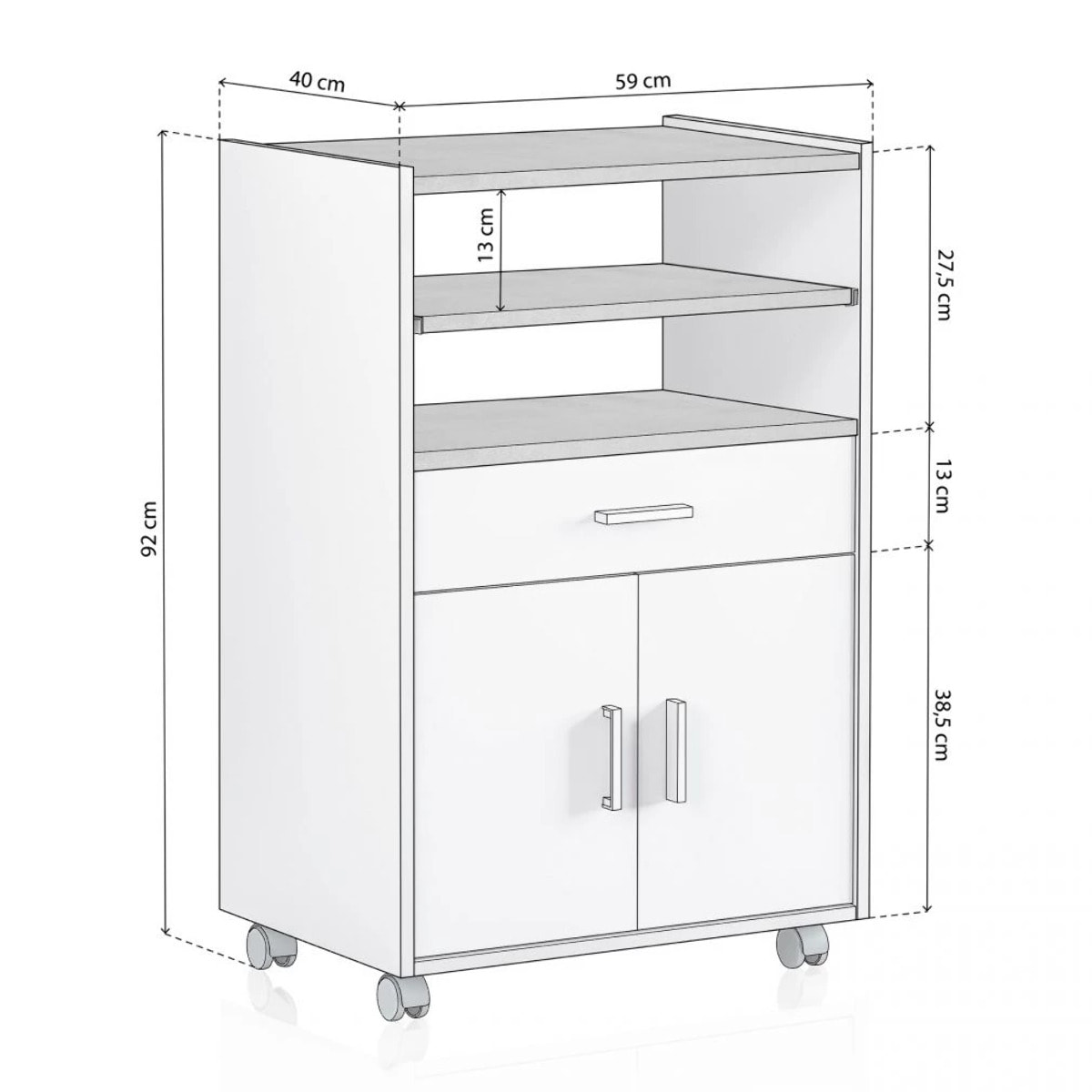 Mueble microondas Stella Blanco Artik (Blanco Mate) - Gris Cemento