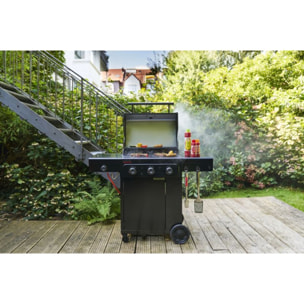 Barbecue gaz CHAR BROIL Essential 3G, sur chariot, 4 brûleurs dont 1 latéral, surface de cuisson 64 x 45 cm
