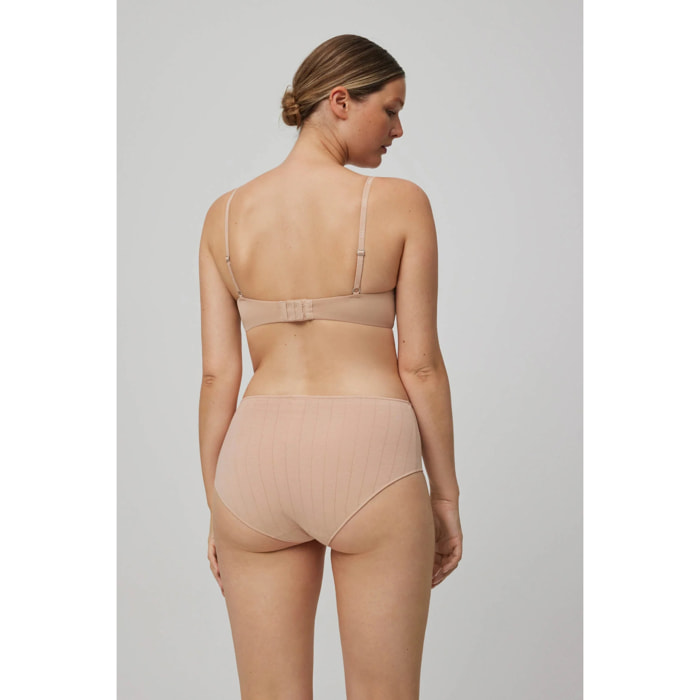 Slip a vita alta a coste beige